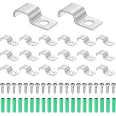 sourcing map 30 Stück starre Rohrbänder passend für 5 x 10 mm Streifen/Kabel, Edelstahl, U-förmige Kabelbandklemme mit 1 Loch für Rohr, Draht, Schnur, Rohrbefestigung