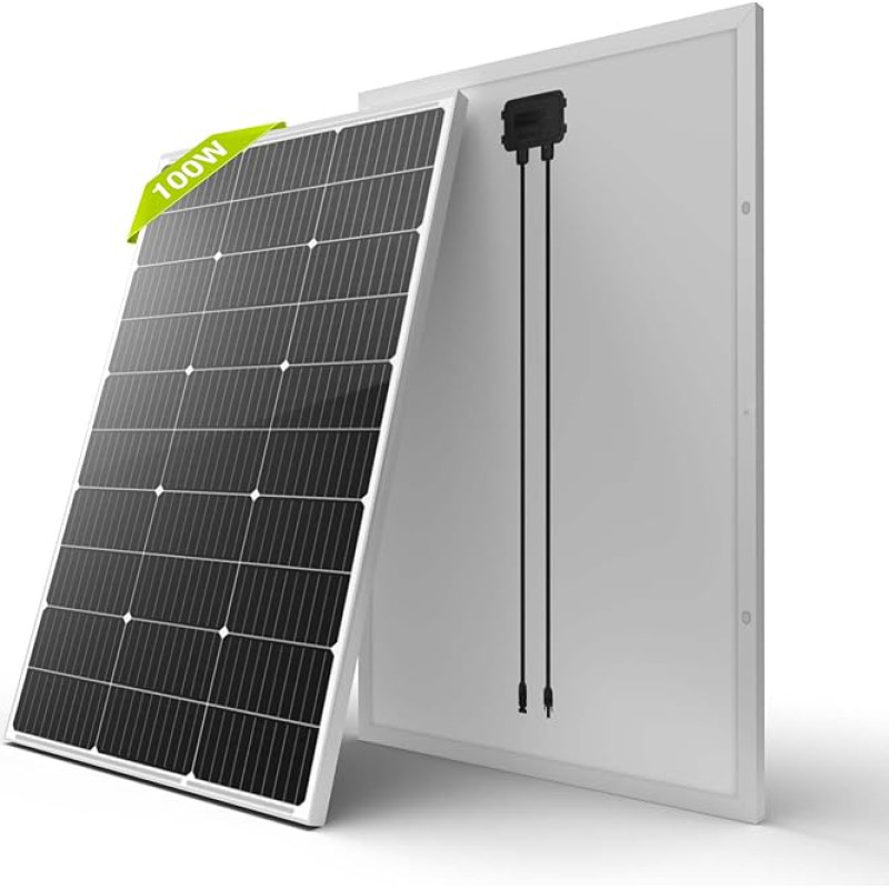 Newpowa Solar Panel 100W 12V 10BB Cell Monocrystalline 100W 12V Compact Design High Efficiency Module Motorhome Boat Off Grid Solar System Roof Motorhome Caravan