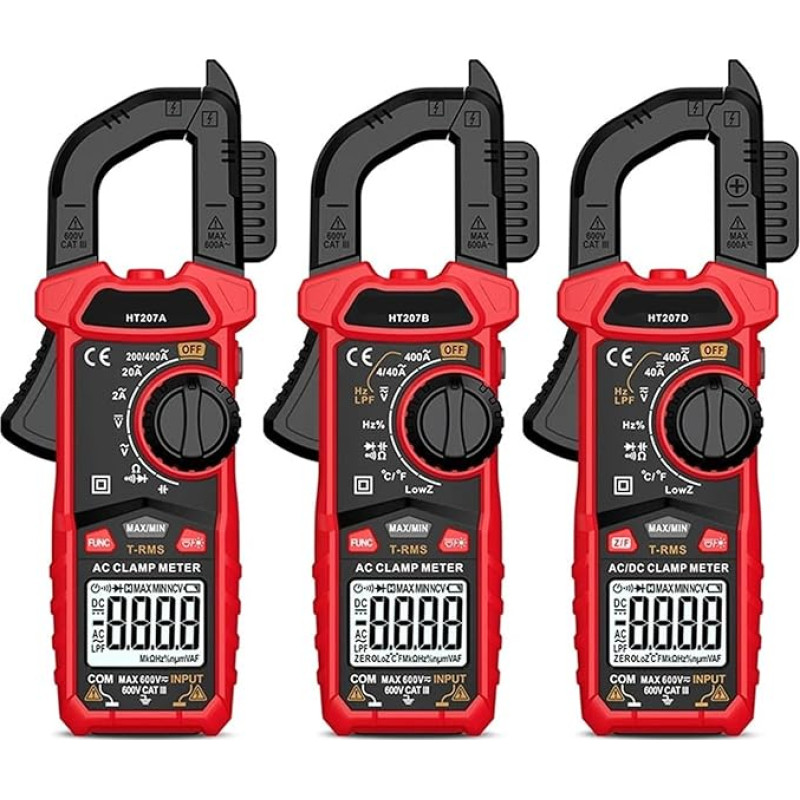 AIRUIXI Stromzange 1 stück HT207 DC/AC Strommesszange Multimetras True RMSTrue RMS NCV Spannung Einschaltstrom Tester (HT207D)