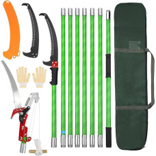 WOOLUCK Pruning Saw with Handle, Adjustable Length, Pole Pruning Saw, Telescopic Pruning Saw, Adjustable Length with Carry Bag, for Branching Work and Tree Care (8M)