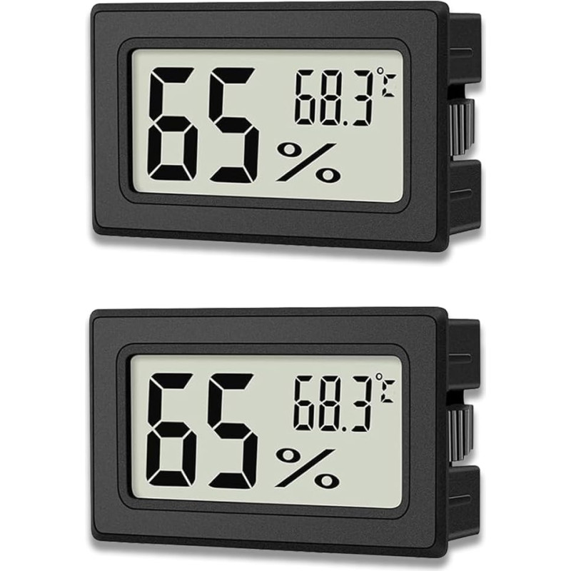 zoerbufan Set of 2 Thermometer Hygrometer, Digital Mini Humidity Meter with LCD, Temperature Humidity Meter Indoor for Baby Room, Bedroom and Wine Cellar - Includes Batteries