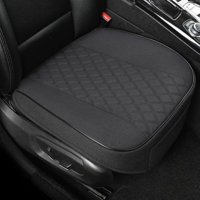 GIANT PANDA Canvas Car Seat Cover Protector Non Slip Backing Fits 95% of Vehicles Wrapped Around the Bottom Diamond Pattern (Black, 2 Pack)