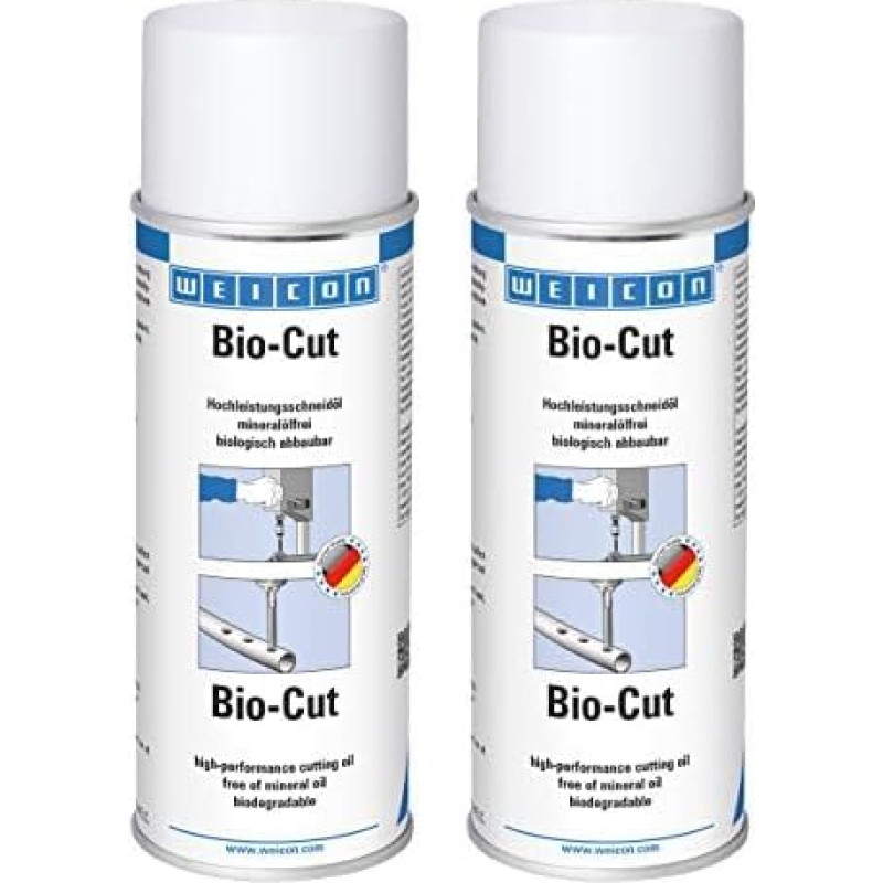 WEICON Bio-Cut pjovimo alyva 400 ml | Gręžimo alyva be silikono | Tepalas | Biologiškai suyrantis | Skaidrus (2 vnt.)