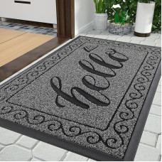 Yimobra Outdoor Doormat Washable Door Mat Outdoor Weatherproof & Non-Slip Dirt Trapper Mat for Entrance, Hallway, Garden, 120 x 80 cm, Black Grey