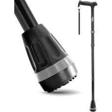 HealthBazaar All Terrain Walking Stick, Foldable Walking Sticks for Men and Women, Air Cushion Walking Stick Tips, Folding Walking Stick with Shock Absorbing