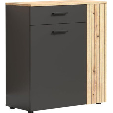trendteam smart living - Esteban - Chest of Drawers - Anthracite Oak - Shoe Cabinet with Space for up to 6 Pairs of Shoes - (W x H x D) 80 x 88 x 36 cm - Cabinet in Elegant Groove Look - Drawers Full