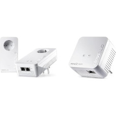 devolo Magic 2 WiFi Next Starter Kit, WLAN Powerline Adapter - up to 2,400 Mbit/s & WLAN Powerline Adapter, Magic 1 WiFi Mini Extension Adapter