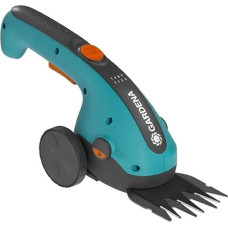 Gardena Set of cordless grass shears ClassicCut Li: Lawn shears complete set with telescopic handle and wheels, for cutting lawn edges without bending (9855-20), colour: Turquoise, black, orange, 36 x 13 cm