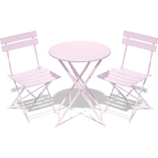 RELAX FIELD Garden Furniture Set, Weatherproof, Balcony Furniture Set, 3-Piece for Small Balcony, Bistro Table with 2 Chairs, Folding Bistro Set, Pink