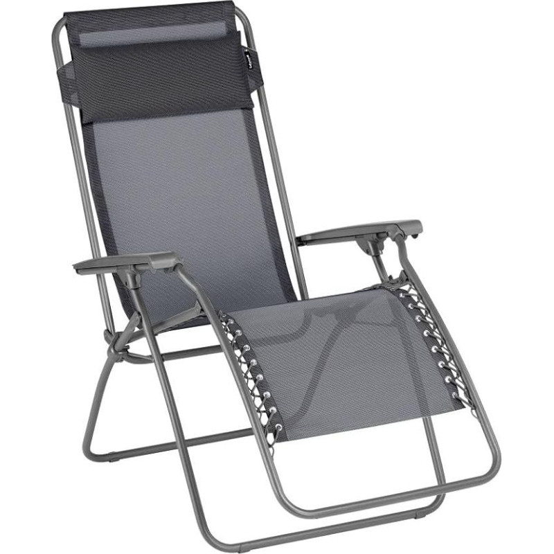Lafuma Mobilier - Zero Gravity RT 2 recliner chair - Folding deck chair for patio and garden - Durable Batyline® fabric - Multi-position lounger, comfortable, France - Grey Cast Iron