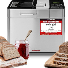 Gastroback 42823, Advanced Design Bread Maker, Stainless Steel, 18 Programmes, Automatic Ingredient Compartment for 500 g, 750 g and 1,000 g Loaves of Bread, Viewing Window, Timer, 18/8, Silver