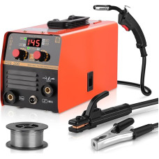 MIG Welding Machine 120 A, Cored Wire Welding Machine Set for Beginners, IGBT Interver Welding Machine with Welding Helmet, Electrode Welding Function, 110/220V
