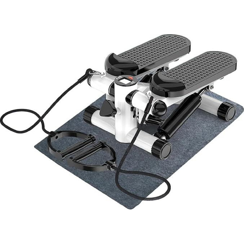 Aolawco Stepper for Home with Power Ropes, Mini Stepper 100 kg with LCD Monitor, Mat, Up-Down Swing Stepper for Leg/Arm/Butt Training, Home Office Fitness Exercise, Black