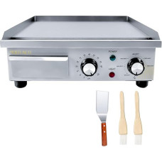 MOOTACO elektrinė grilio plokštė, profesionali 36 x 30 cm grilio plokštė, 36 x 30 cm grilio paviršius, grilio plokštė, elektrinis lygus, stalinis grilis su laikmačio jungikliu