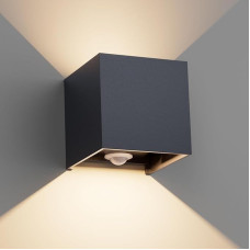 Klighten 12 W Outdoor Wall Light with Motion Sensor, Outdoor Lamp with Motion Sensor Adjustable Light Beam, Wall Light with Motion Sensor Outdoor/Indoor for Path, IP65, 2700K, Anthracite