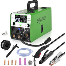 MIG suvirinimo aparatas 200A 240V 4 in 1 Multiprocesinis suvirinimo aparatas MIG200 Dujinis/bepluoštinis Flux Core/Lift TIG/Stick MMA Synergy Welding Didelis LED ekranas Upgrade MIG200