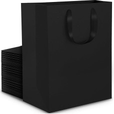 EUSOAR popierinis maišelis juodas - 30 vnt. pakuotė 250 GSM juodas aukštos kokybės maišelis - M 20 x 10 x 28 cm blizgus dovanų maišelis vidutinis kraftpopieriaus pirkinių maišeliai popierinis juodas dovanų maišelis vyras