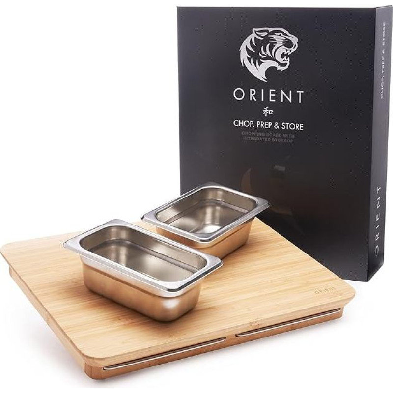 Bamboo Chopping Board with Storage Containers, 15 x 12 inch, Raised Chopping Boards with Storage Containers, Ideal for Carving with Inner Juice, with Non-Slip Feet
