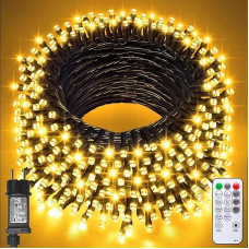 Jsdoin 100/200/200/300/400/600/600 LED pasakų žibintai lauke, atsparūs vandeniui, 8 režimai, šiltos baltos spalvos pasakų žibintai, vidaus maitinimas su laikmačiu, atminties funkcija, skirti Kalėdų šventei, eglutei, sodui, vestuvėms