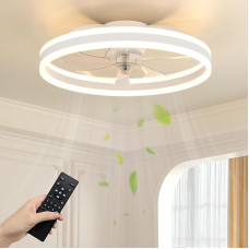 NIORSUN Ceiling Fan, 40 cm LED Ceiling Fan with Lighting, 3 Colour Temperatures and 6 Speeds Ceiling Fan with Lamp, App/Remote Control, Dimmable Fan, Ceiling Light, White