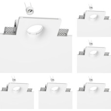 ledscom.de GIEDI Recessed Ceiling Light 12 x 12 cm 1x GU10 Maximum 15 W Plaster White Matt Pack of 6