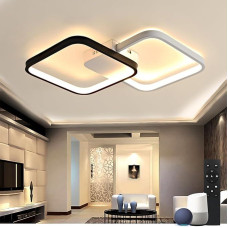 Smart Ceiling Light LED 28 W Black Living Room Lamp with Alexa Googe Home Dimmable with Remote Control Modern Design Bedroom Lamp Hallway Balcony and Office