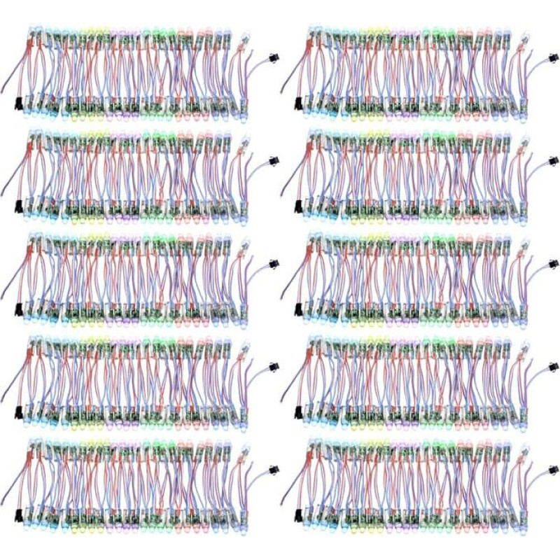 ALITOVE 500pcs 5V WS2811 LED Pixels Individually Addressable RGB LED Fairy Lights 12 mm Diffused Digital Full Colour Programmable LED Module Light Waterproof IP68 (10 x 50 LEDs/String)