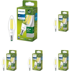 PHILIPS Classic Ultra Efficient LED Lamp with Energy Efficiency Class A, Replaces 40 W, E14 Socket, Candle, Clear, Neutral White Light (4000 K), Pack of 5, Old Generation