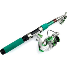 TOMYEUS Angelrute Angelrute Combo Teleskopinė Angelrute ir spiningavimo Angelrolle Fischerei Set Karpfen Angelrute Rolle Kit Teleskopinė Angelrute (Spalva : Strypas su sidabrine rite, Ilgis : 2,4 m)