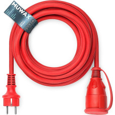 MUWAX Rubber Extension Cable 10 m for Construction Sites, Workshop, Industry, for Durable Outdoor Use and Heavy Mechanical Stress H07RN-F 3G 1.5 mm² Red