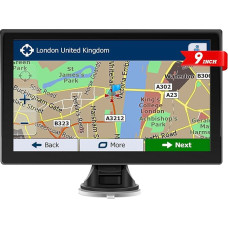 Sat Nav, 9 colių jutiklinio ekrano GPS navigacija automobiliui, sunkvežimiui, su 2025 JK Europos žemėlapiu, nemokamais atnaujinimais visą gyvenimą, realaus balso posūkio kryptimi, greičio kameros signalizacija