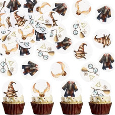 Blumomon Pack of 40 Edible Magician Cupcake Toppers, Magic Cake Toppers, Magic Cake Toppers, Magic Theme Party, Birthday Decoration