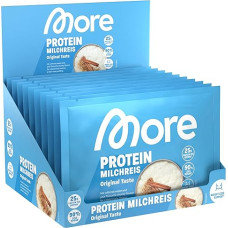 Daugiau baltymų ryžių pudingo, 10 x 65 g, 25 g baltymų vienoje porcijoje, greitas paruošimas be virimo, kreminiai skanūs ryžių ryžiai su mažiau cukraus ir riebalų, puikiai tinka rafinuoti