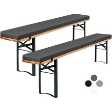 Showgeous Pack of 2 Alaus suolo pagalvėlė paminkštinta alaus palapinės komplektui Suolo pagalvėlė 220 x 25 x 3 cm XL skalbiamos alaus suolo pagalvėlės Paminkštinta pagalvėlė alaus stalui ir vakarėlių palapinės komplektui (antracitas,