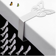 CUNGLIN Table Cover Clamps Tablecloth for Thick Tables, Garden Table, Restaurant, Family Dining Table, Outdoor Tablecloth Clips, Table Cloth Clips, Silver (10 Large)