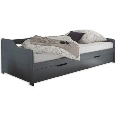Stella Trading TRISTAN Modern Tandem Lounger with Two Lying Surfaces 90 x 200 cm - Practical Teenager's Room Cabin Bed Made of Solid Pine Grey - 97 x 60 x 204 cm (W x H x D)