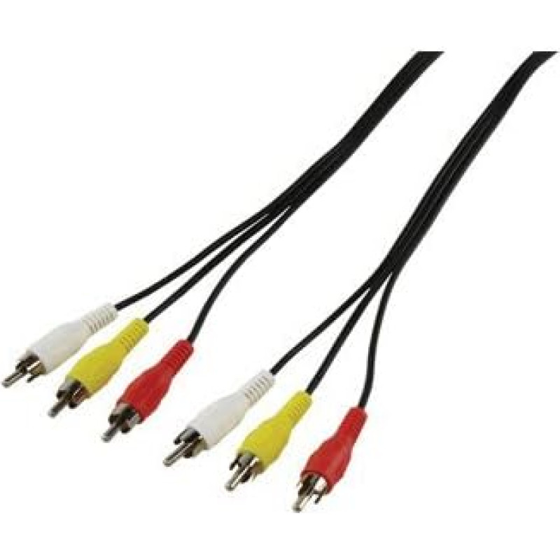 electrosmart® 3 m ~ 3 RCA / Phono Male Plug to 3 RCA / Phono Male Plug kabelis ~ trigubas RCA / Phono AV garso ir vaizdo kabelis su geltonais, baltais ir raudonais kištukais