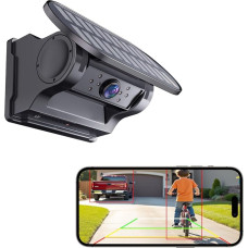 Saulės magnetinė belaidė atbulinės eigos kamera, 9600 mAh baterija, magnetinė 1080P HD atbulinės eigos kamera sunkvežimiams/karavanams/priekaboms, DVR įrašymas IP67 vandeniui, naktinis matymas, nereikia gręžti