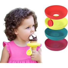 VEOIRXU Pack of 4 Ice Lolly Holders for Children with Organiser, Drip-Free Ice Lolly Holder, Reusable Ice Lolly Holder, for Summer Days and Birthday Ice Lolly Party (Yellow, Red, Green, Purple)