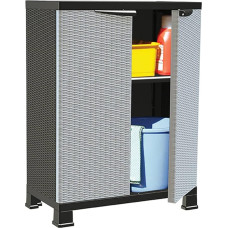 Tidyard Garden Cabinet with 2 Doors and 2 Shelves, Tool Shed, Plastic Cabinet, Locker Cabinet, Patio Cabinet, Balcony Cabinet, Plastic, 68 x 39 x 92 cm, Rattan Design