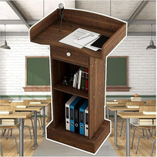 Lecterns Simple Podium Stand, Density Plate, Podiums with Storage Compartment and Spacious Drawer, Conference Table, Standing Desk