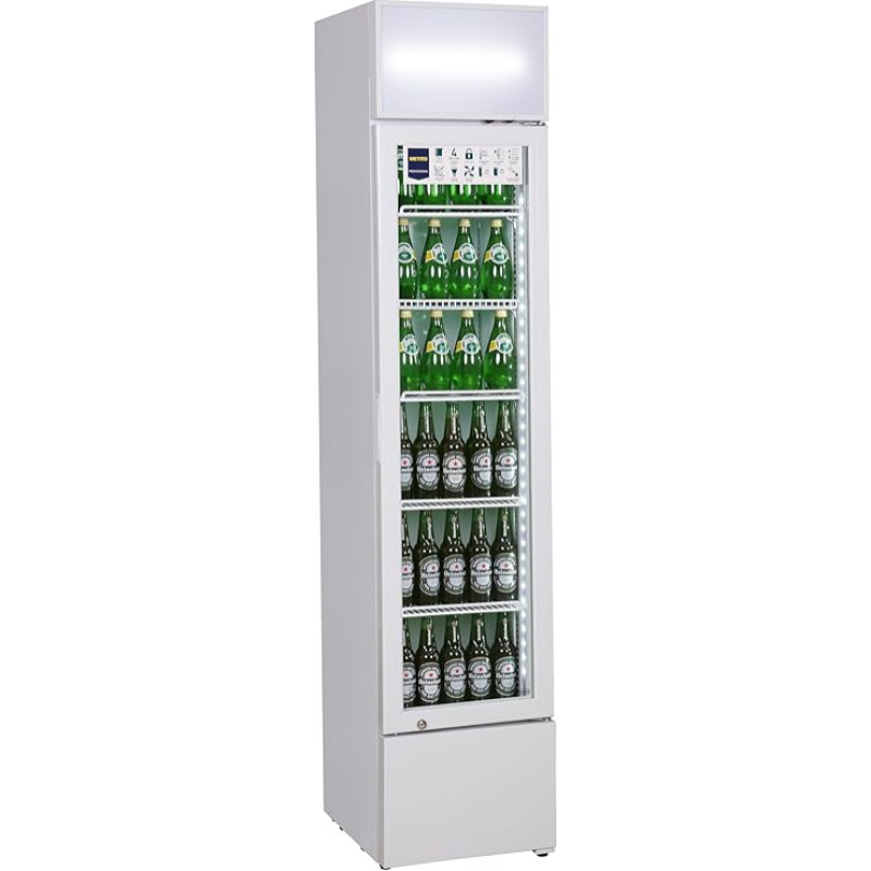 METRO Professional GSC2133 160L 5 Adjustable Shelves White LED Light Up Beverage Fridge with Glass Door