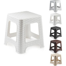 Lengva, tvirta, kompaktiška, neslystanti daugiafunkcinė taburetė vaikams ir suaugusiesiems, skirta darbui virtuvėje, sode, vonioje, patalpoje ar lauke (rotango balta taburetė) (D2)