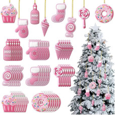 Panelee Kalėdų eglutės dekoracijos PVC Candy Cane Lollipop Ornamentas Kalėdų dekoracijos Gimtadienio šventės dekoracijos Amatai atostogų Kalėdų eglutės šventei 48vnt.