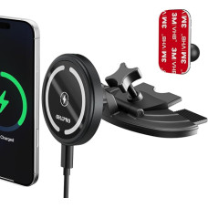 OHLPRO Magsafe automobilinis laikiklis su įkrovimo funkcija iPhone 16, 15 W greitojo įkrovimo CD lizdas Magsafe automobilinis įkroviklis su 3M lipniu padu, magnetinis laikiklis, suderinamas su iPhone 16/15/14/13 Pro Max
