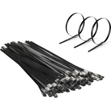TERF® Kabelbinder aus Edelstahl, 150 mm x 4,6 mm, robust, sicher, selbstschließend, für Innen- und Außenbereich, Zuhause, Büro, Garten, Werkstatt, Heimwerken, Schwarz, 20 Stück