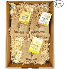 Ekologiškos arbatos dovana jai Speciali dovanų idėja Džiuto arbatos dovanų rinkinys su 3 veislėmis džiuto maišelyje