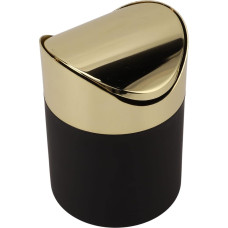 Table Rubbish Bin, Stainless Steel Mini Rubbish Bin with Gold Lid, Household Desktop Waste Paper Bin for Bathroom, Kitchen, Office, Car
