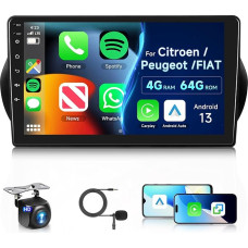 8 Core 4G + 64G Car Radio for Citroen Nemo/Peugeot Bipper/Fiat Fiorino Qubo 2008-2017, Hodozzy 10.1 Inch IPS Touchscreen Navigation with Carplay Android Car, 2 DIN Radio Bluetooth DSP WiFi FM RDS