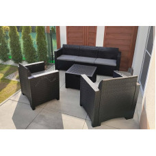 Dmora - Venus Outdoor Lounge Set, Outdoor Lounge with Coffee Table, Patio Set with Cushions, Garden Composition with Sofa and Armchairs, Made in Italy, Anthracite